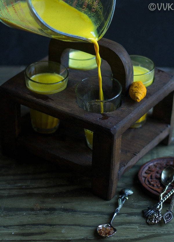 Easy Turmeric Milk - Golden Milk - Pouring Milk into the Cups