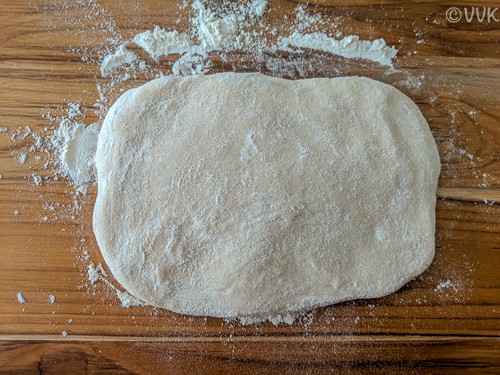 Flattening the dough and forming a rectangle