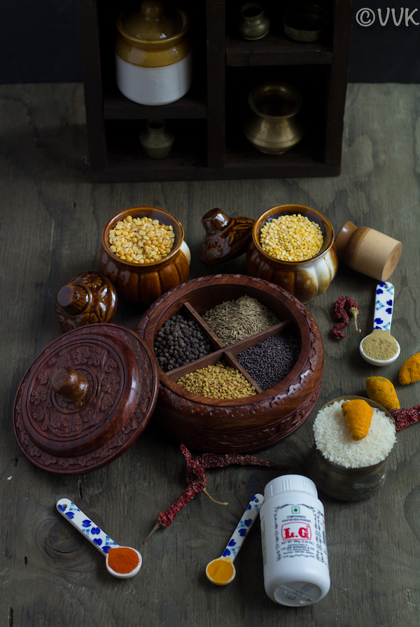 Indian spices with a rack behind