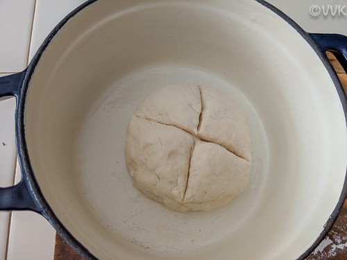 irish soda bread inside the dutch oven