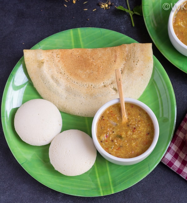 single plate of idli and sambar