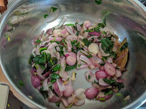 onion biryani adding mint