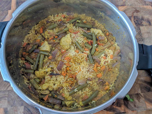 thalassery veg biryani after cooking