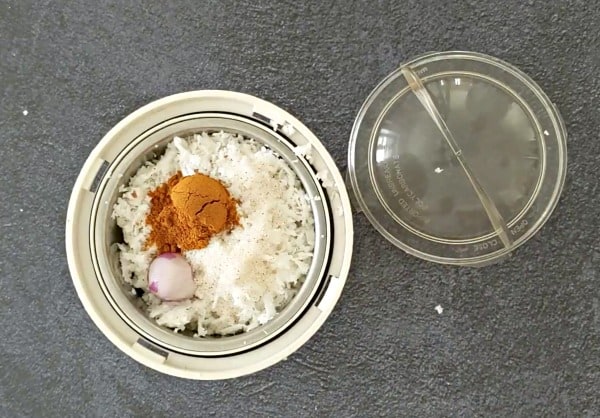 grind coconut along with shallots and spices