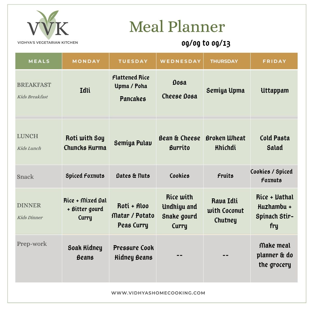 weekly menu planner