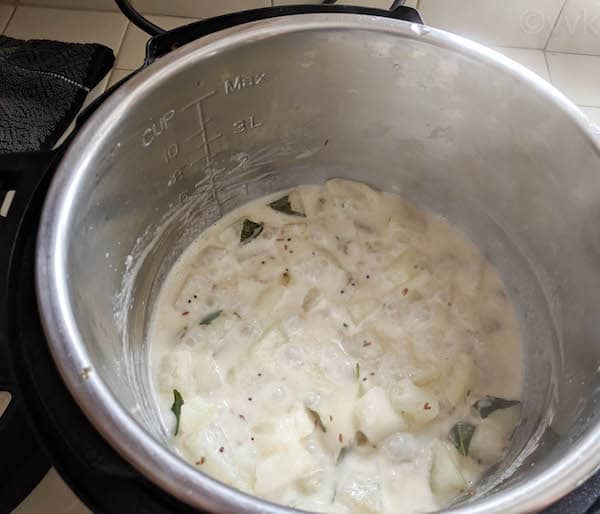white pumpkin coconut milk kootu ready in instant pot