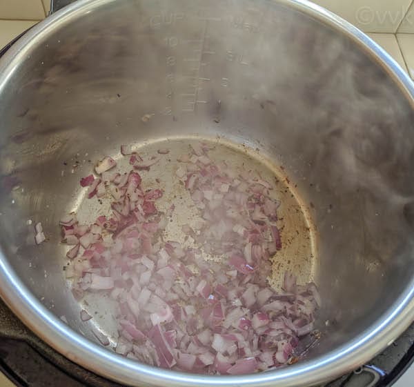 step 1 - sauteing onion