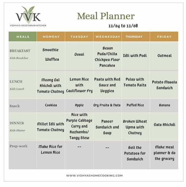 busy week meal planner