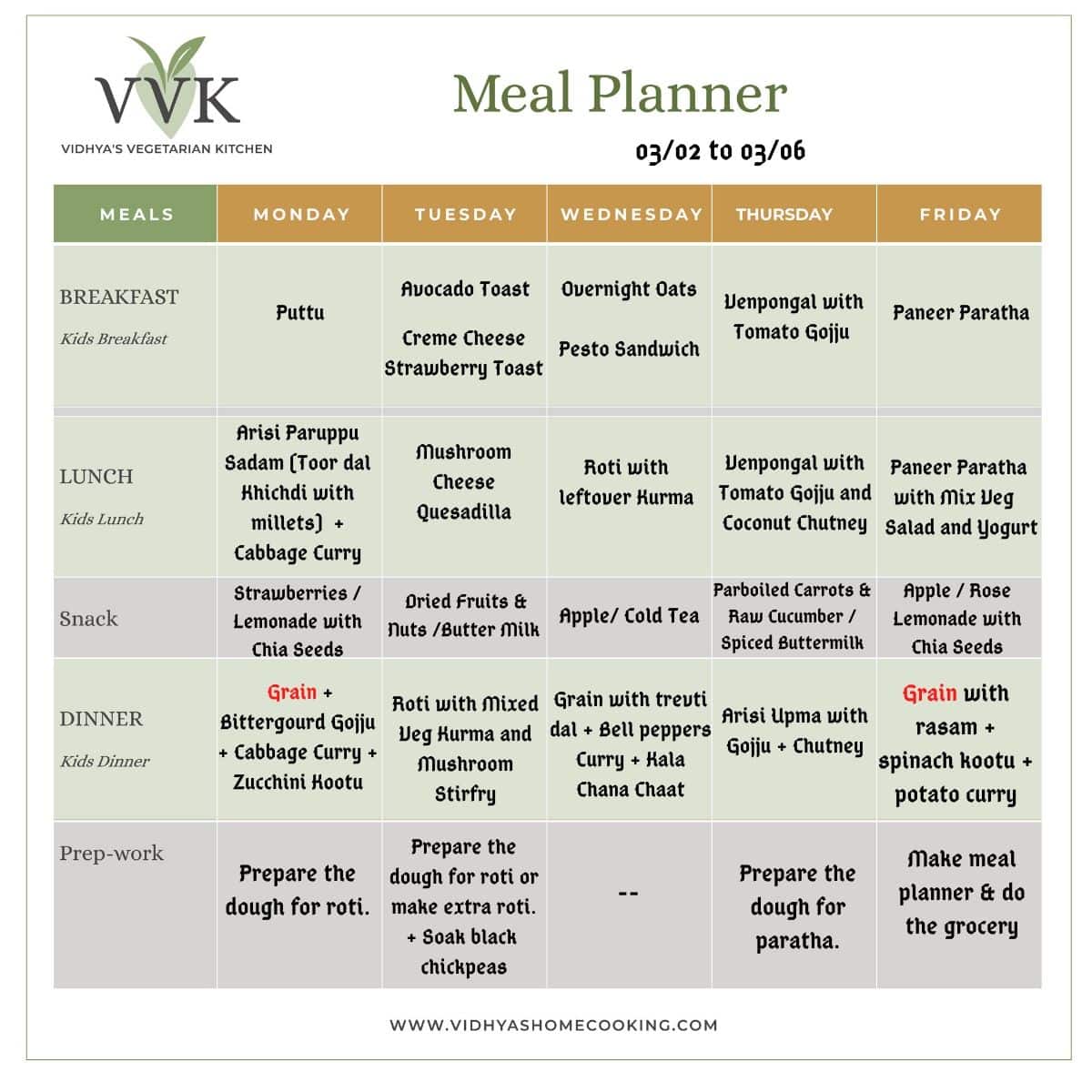 weekly meal planner