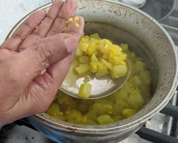 chayote squash gravy after 10 minutes of cooking