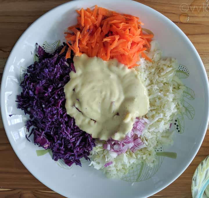 cabbage coleslaw with the dressing added