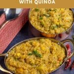 pressure cooker sambar sadham with quinoa - with text overlay