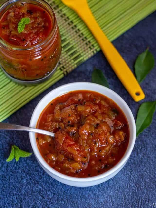 TomatoOnion Relish Instant Pot Tomato Onion Thokku Vidhya’s
