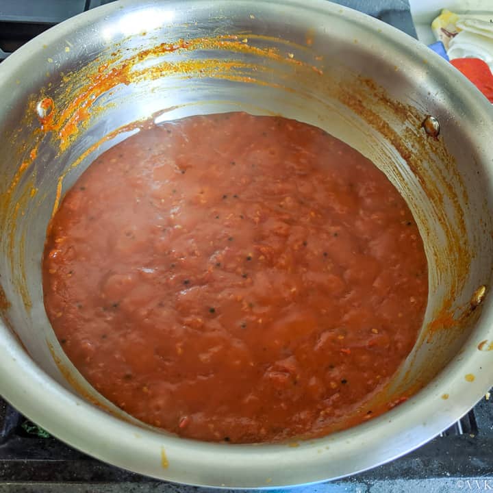 tomato pickle after 24 minutes of cooking