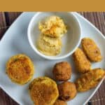 three versions of falafel with text overlay for pinterest