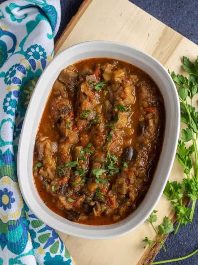 Mediterranean Eggplant Ragout Vidhya’s Vegetarian Kitchen