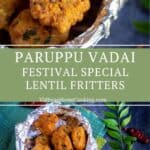 paruppu vadai collage with text overlay for pinterest