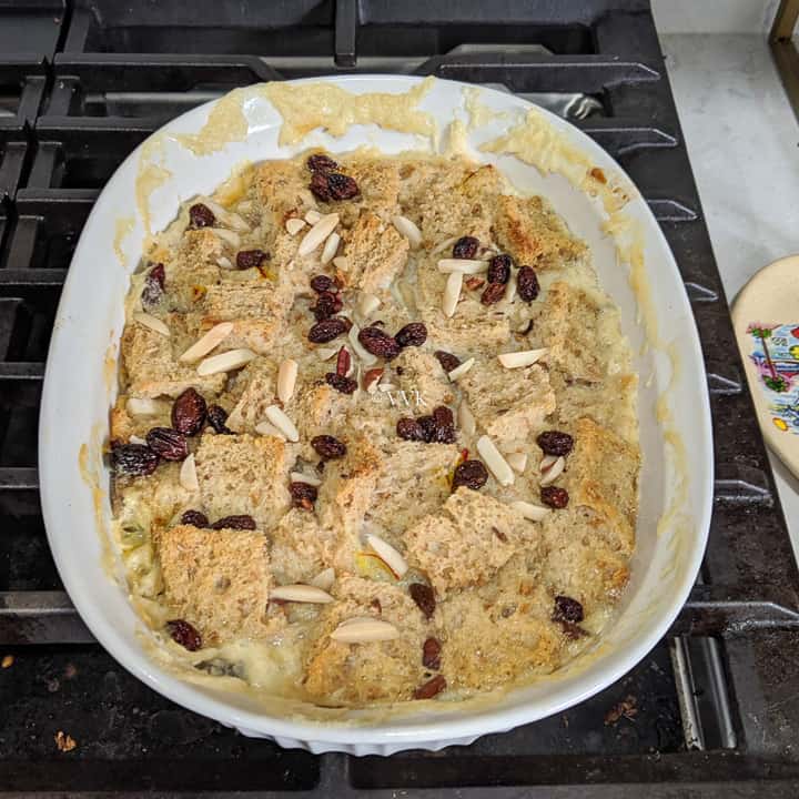 bread pudding after baking