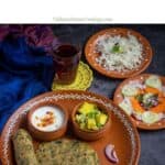 methi paratha lunch spread with text over lay for pinterest
