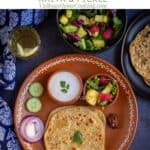 paneer paratha with salad, sarbath and pickle