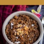 vella sadam with cashew tempering on top with text overlay for pinterest