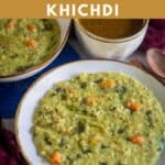 instant pot khichdi recipe with text overlay for pinterest