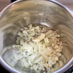 sauteing onions and garlic for chili