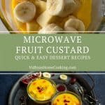 fruit custard collage with text overlay for pinterest