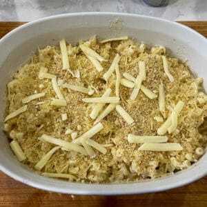 topping with panko bread crumbs and cheese