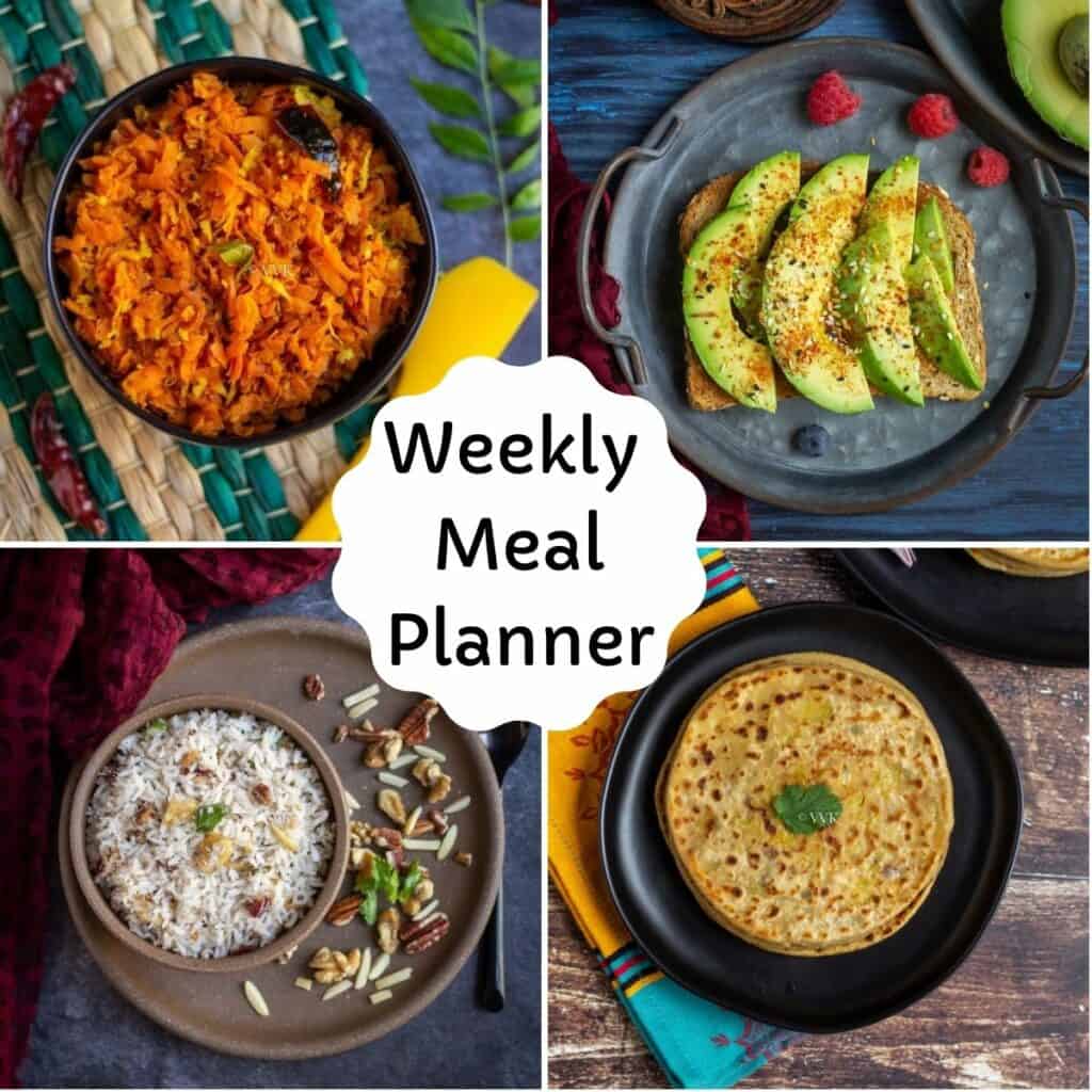 collage of weekly meal planner