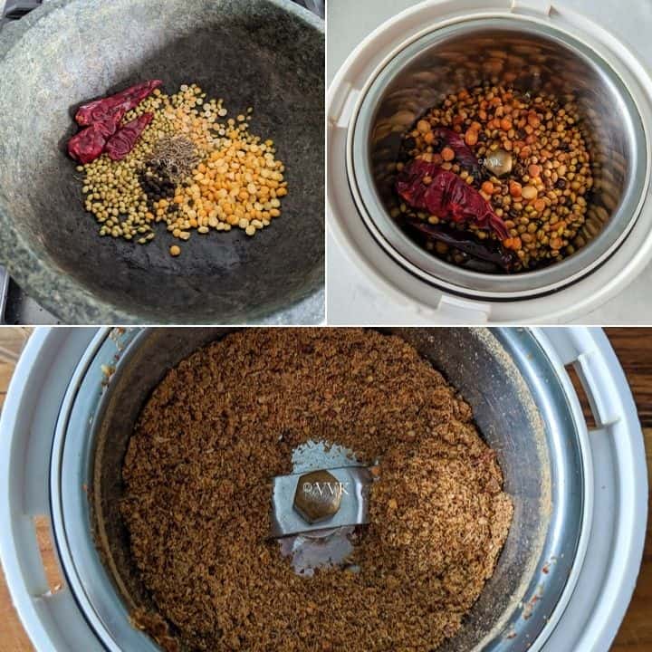 roasting the spices and grinding