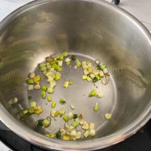 sauteing green onion and garlic