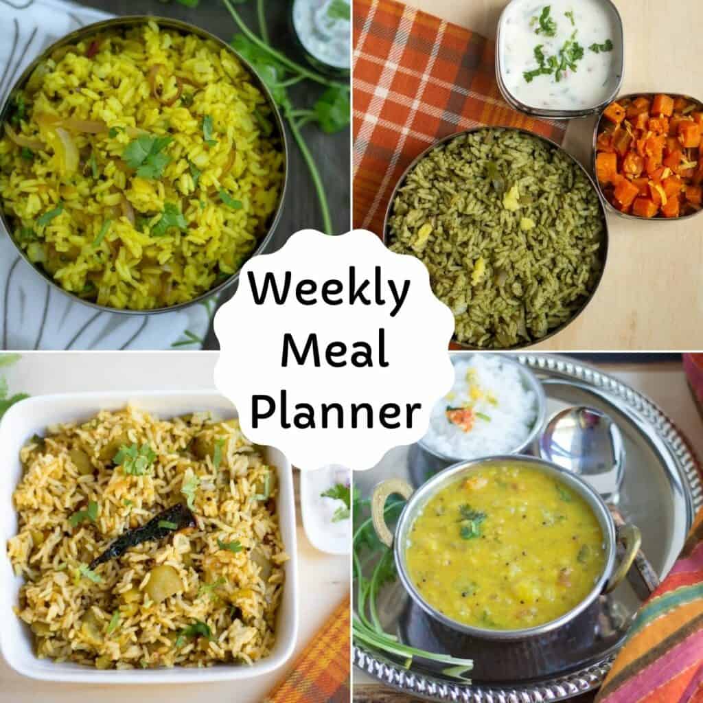 collage of weekly meal planner