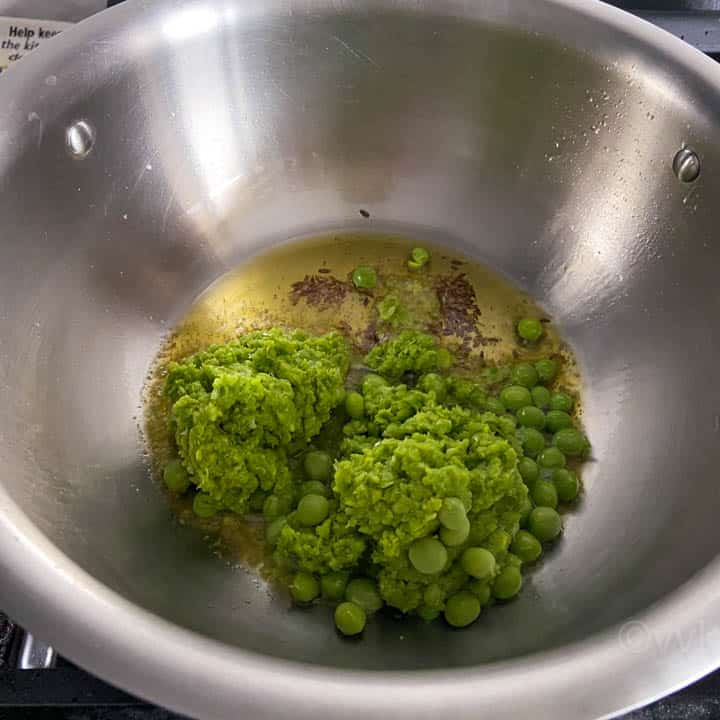 adding the ground peas