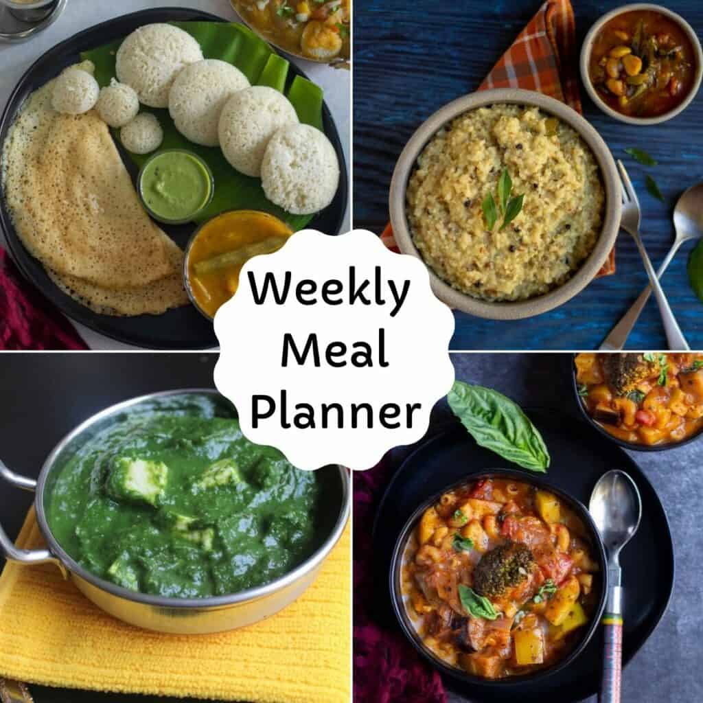 Indian Vegetarian Meal Plan  Weekly Meal Planner - Vidhya's Vegetarian  Kitchen