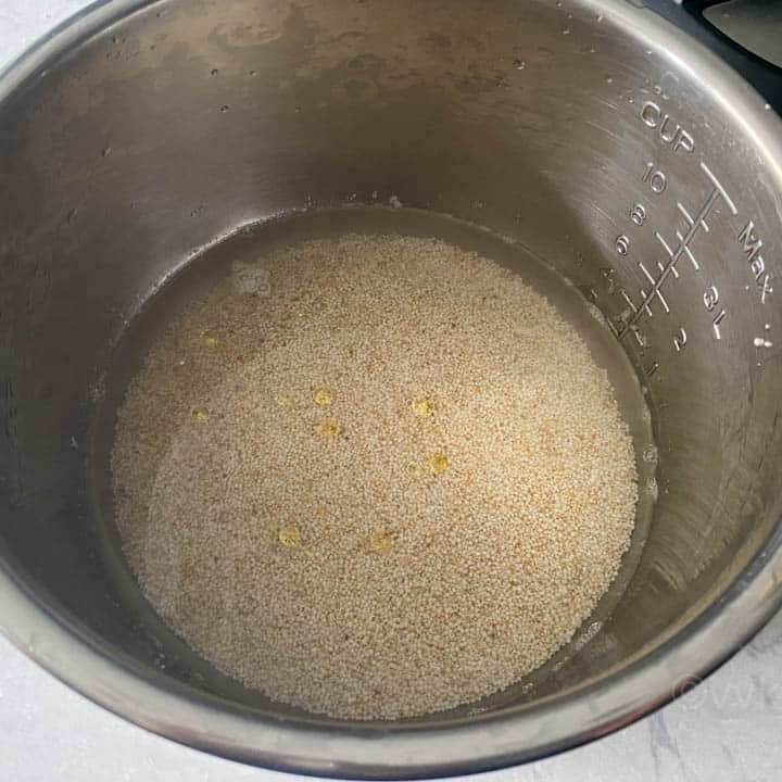 rinsed millet in the inner pot