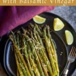 baked asparagus with text overlay for pinterest