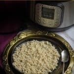 barnyard millet cooked in instant pot with text overlay for pinterest
