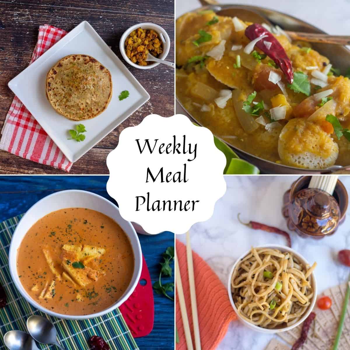 Indian Vegetarian Meal Plan  Weekly Meal Planner - Vidhya's Vegetarian  Kitchen