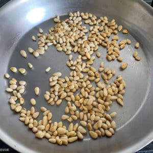 roasting the pine nuts