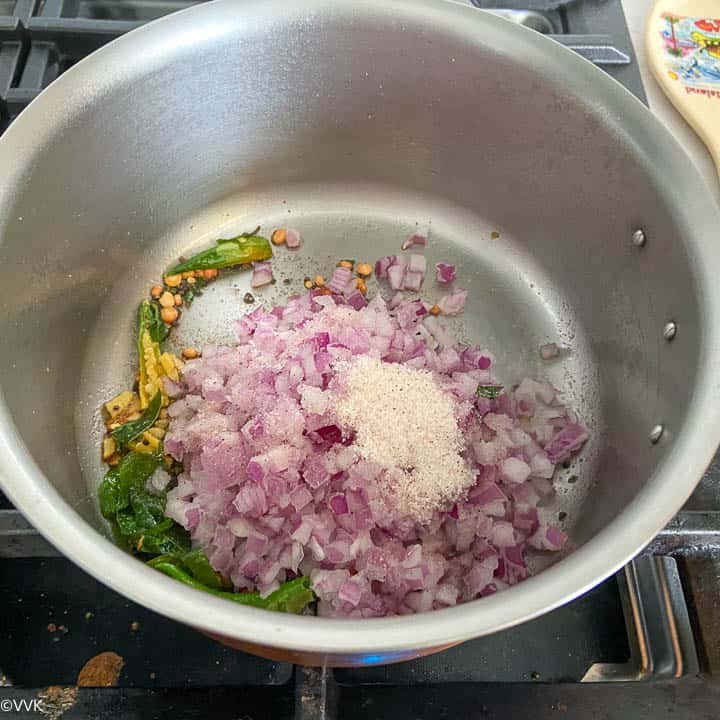 sauteing the onions