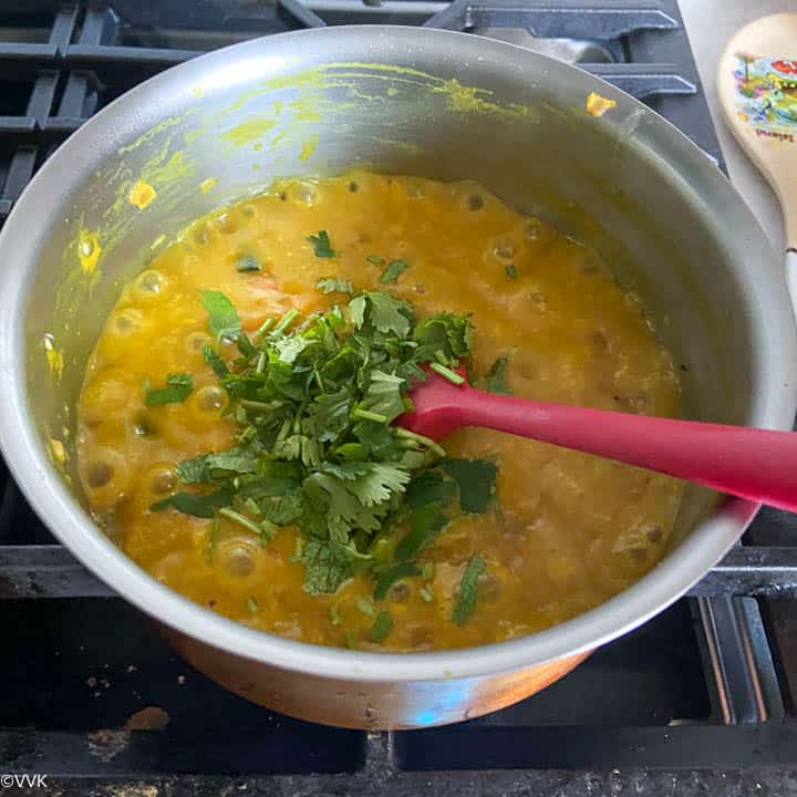 adding the chopped cilantro