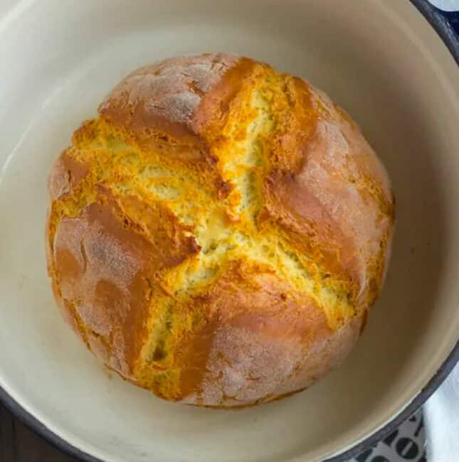 Irish Soda Bread in a big vessel ready to be served to the table