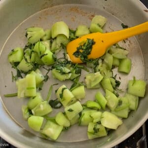 cook the ridge gourd along with cilantro