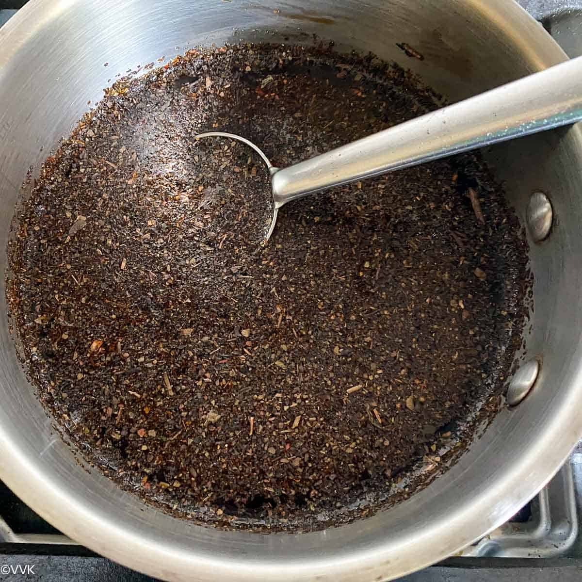 Thai tea mix with water ready to be brewed