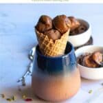 chocolate banana ice cream with text overlay for pinterest