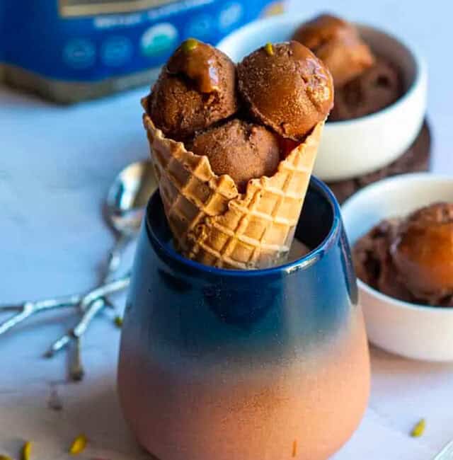 Vegan Banana Ice Cream served in a special bowl