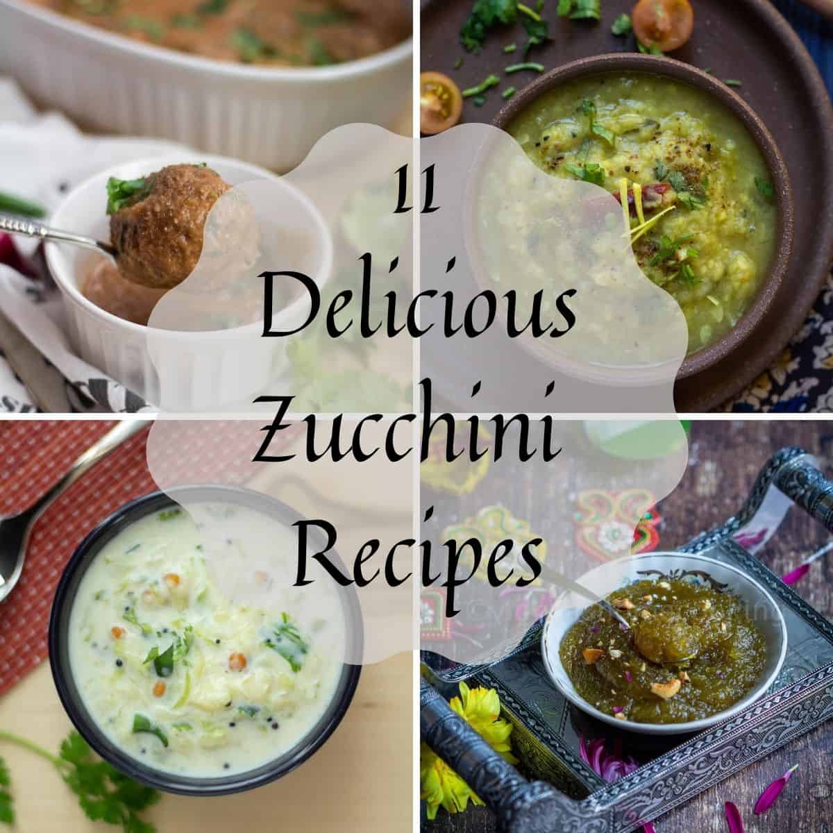 zucchini recipes collage with text overlay