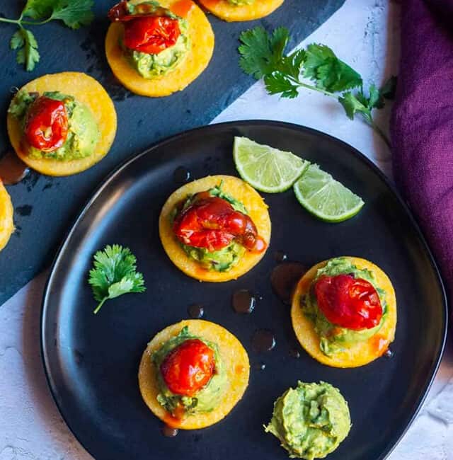 Polenta Bites with Guacamole and Roasted Tomatoes GWS Poster