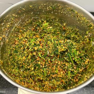 coarsely ground lentils and cilantro